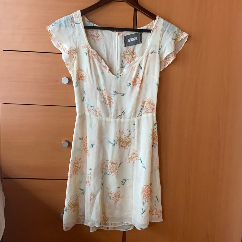 Reformation floral flutter sleeve dress